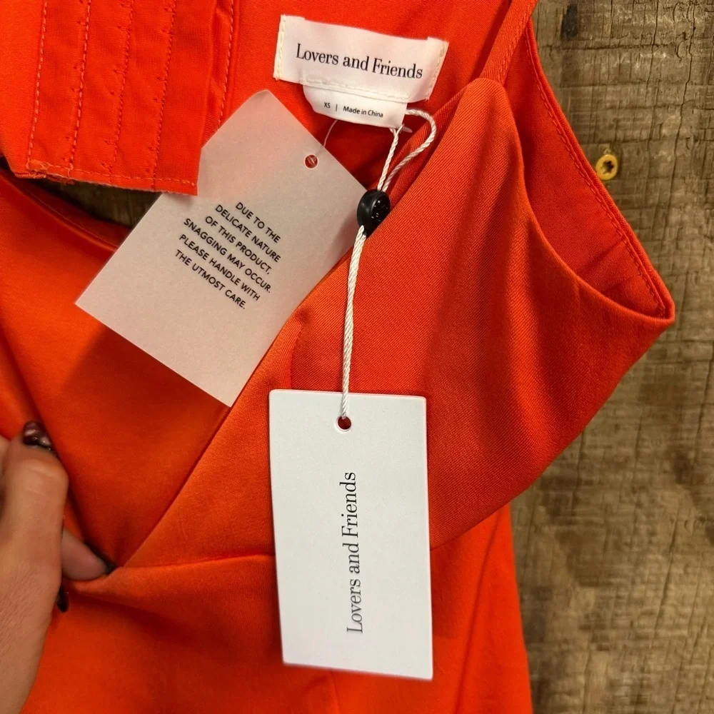 Lovers + Friends Sweetie Dress Bright Orange Mini sundress Revolve XS - Picture 8 of 9
